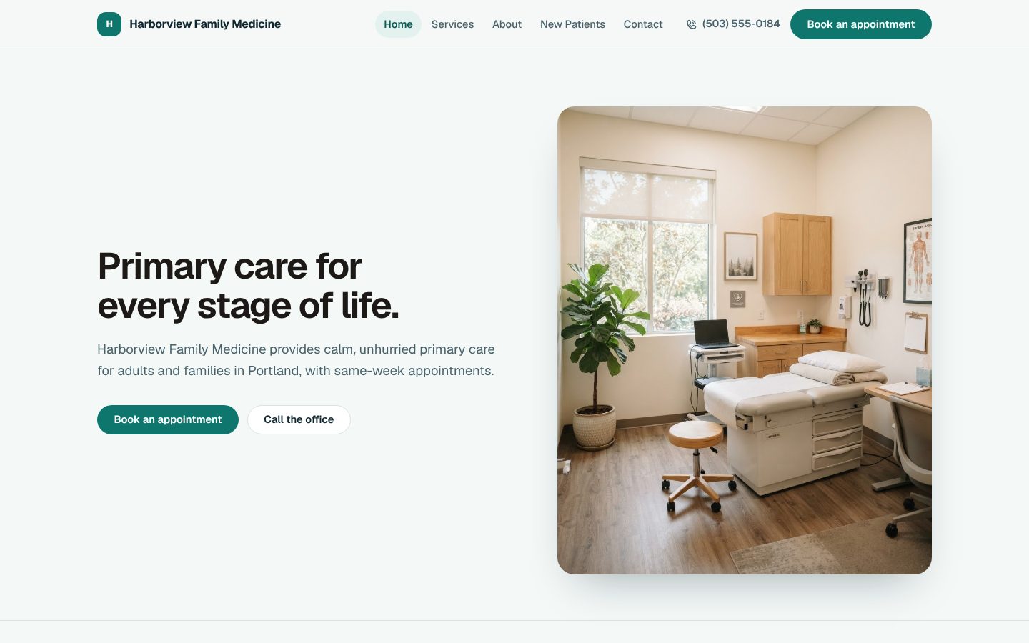 Screenshot of the Doctor homepage