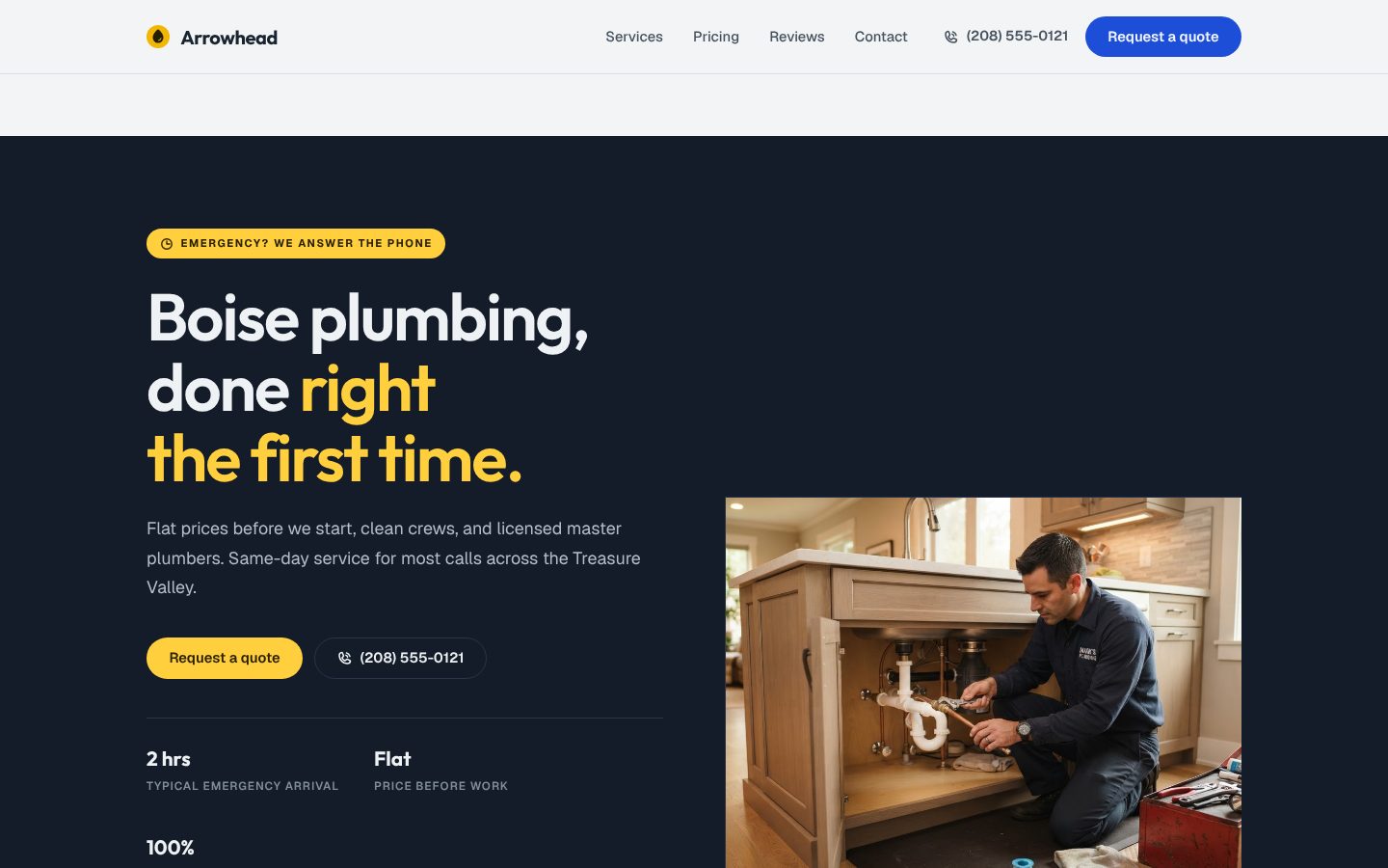 Screenshot of the Plumber homepage