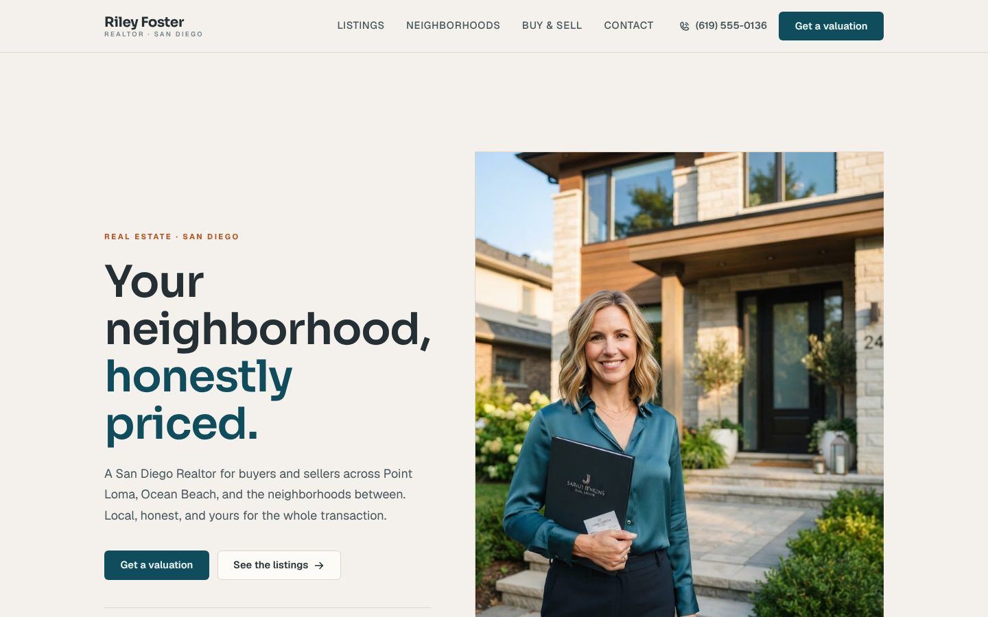 Screenshot of the Real Estate Agent homepage