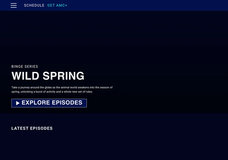Screenshot of the BBC America homepage