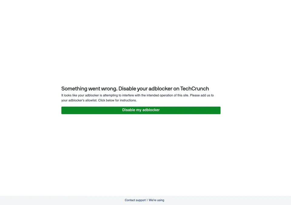 Screenshot of the TechCrunch homepage