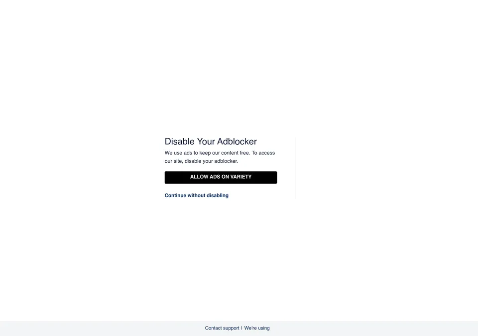 Screenshot of the Variety homepage